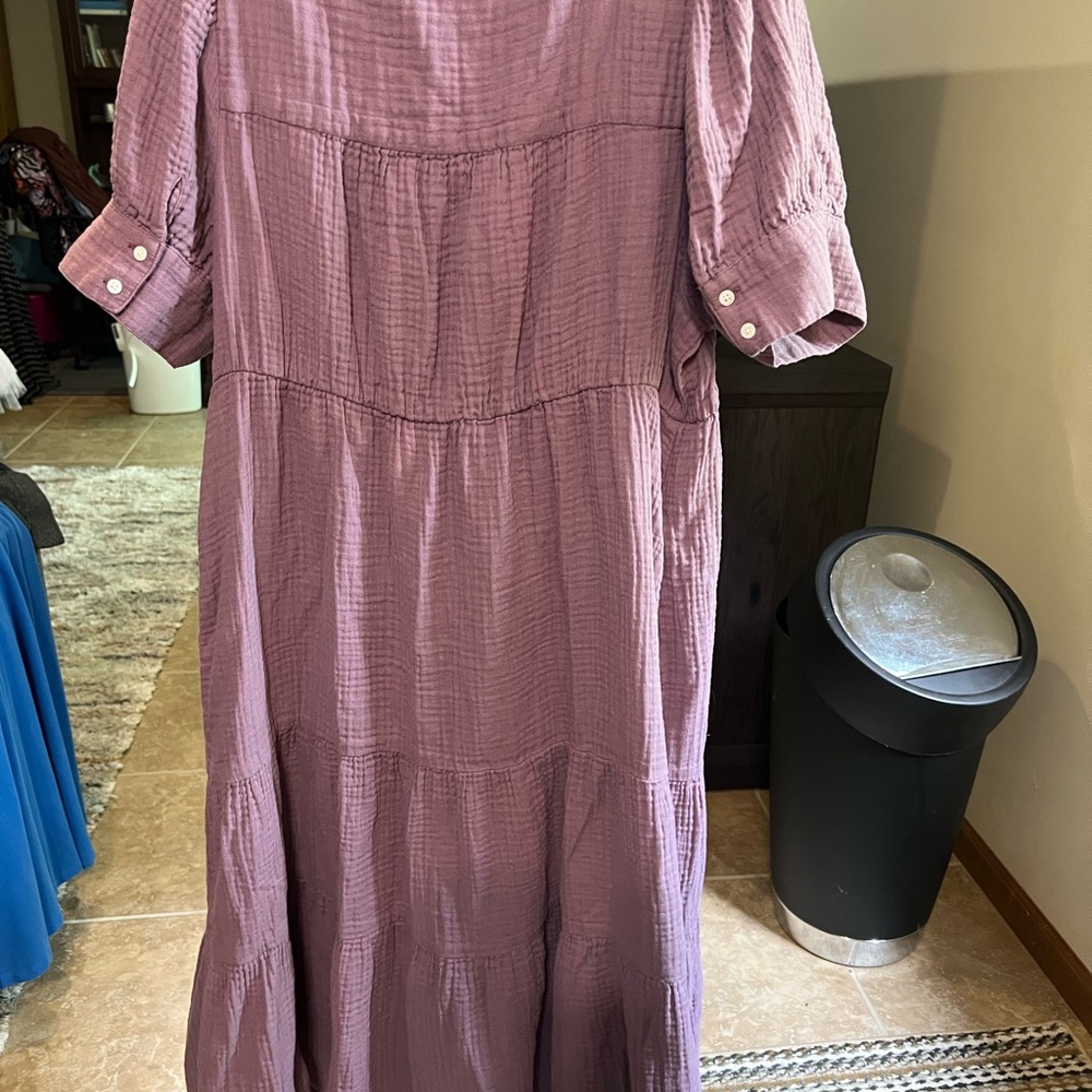 Madewell Mauve Tiered Button-Front Maxi Dress - Picture 3 of 3